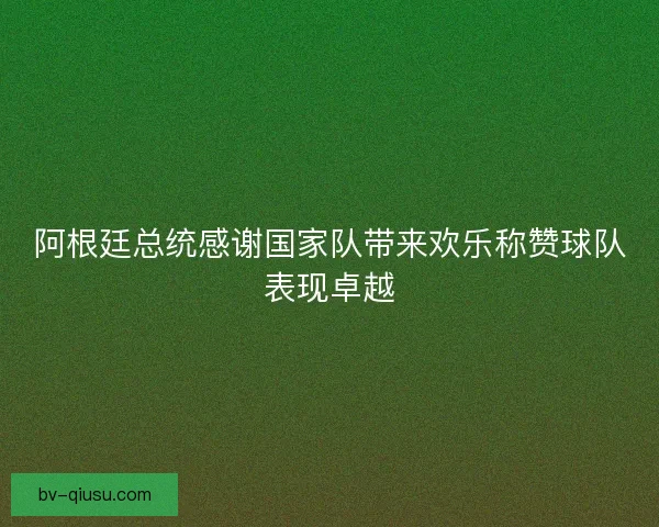 阿根廷总统感谢国家队带来欢乐称赞球队表现卓越