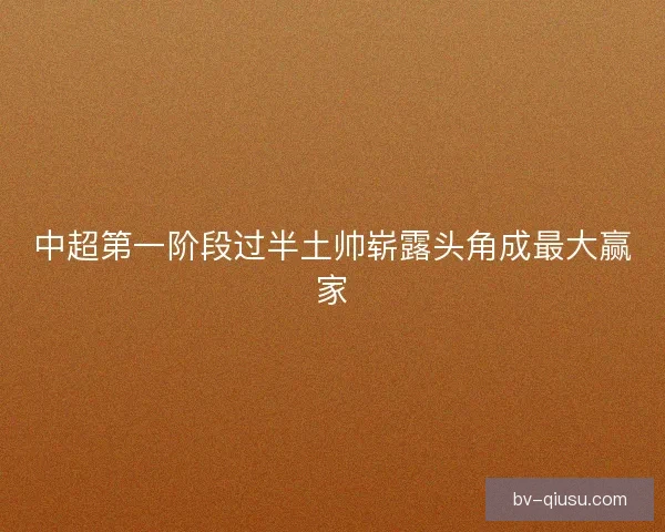 中超第一阶段过半土帅崭露头角成最大赢家 中超第一阶段过半土帅崭露头角成最大赢家