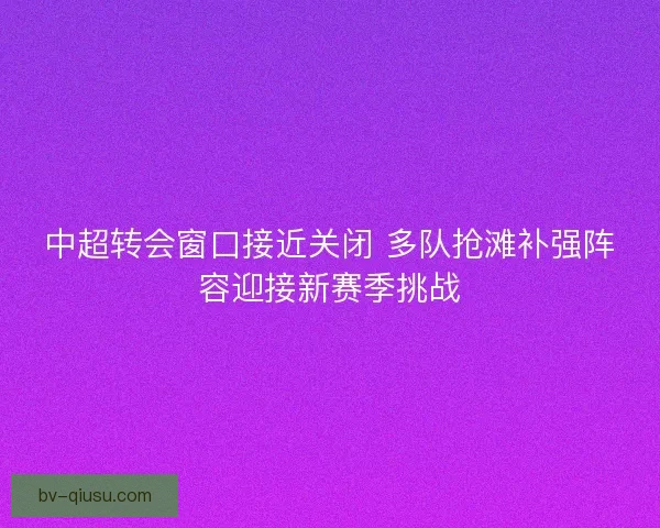 中超转会窗口接近关闭 多队抢滩补强阵容迎接新赛季挑战