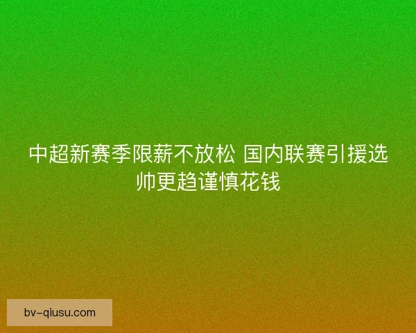 中超新赛季限薪不放松 国内联赛引援选帅更趋谨慎花钱 中超新赛季限薪不放松 国内联赛引援选帅更趋谨慎花钱